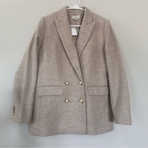 Loft Double Breasted Blazer Coat with Pearl Buttons Neutral Size 4 NWT